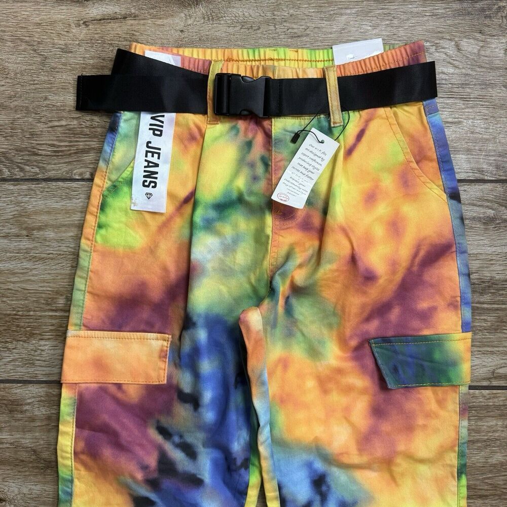 VIP Jeans Tie-Dye Cargo Jogger Pant Juniors Size 1/2 NEW - Picture 4 of 8